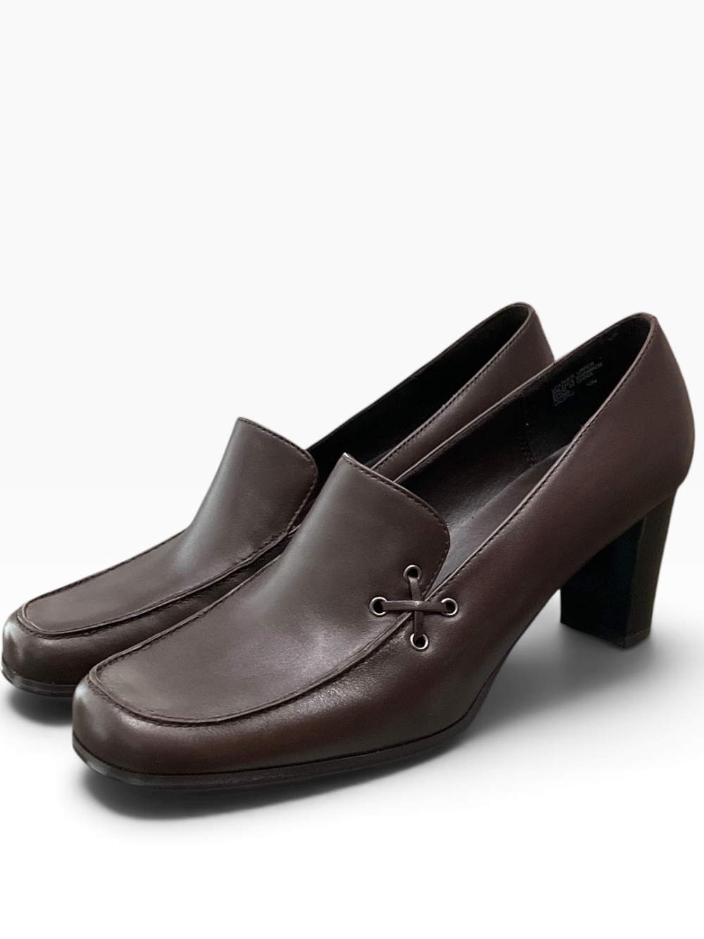Studio Works Women's Valerie Leather Mink Pump Dark Brown Block Heel Size 10 NWT